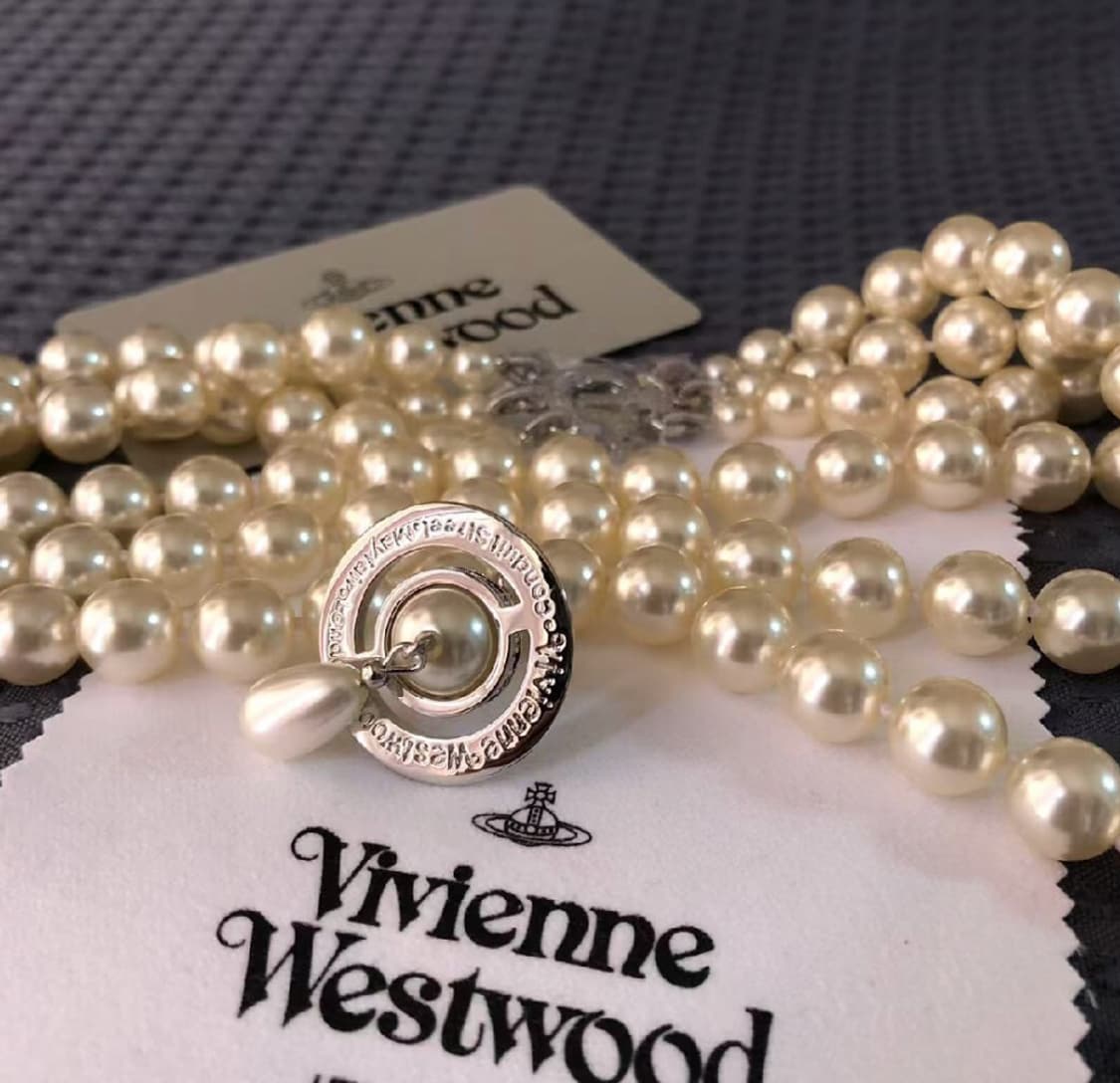 비비안웨스트 아카이브 3단 레이어 진주 펄 초커 목걸이 상품이미지5