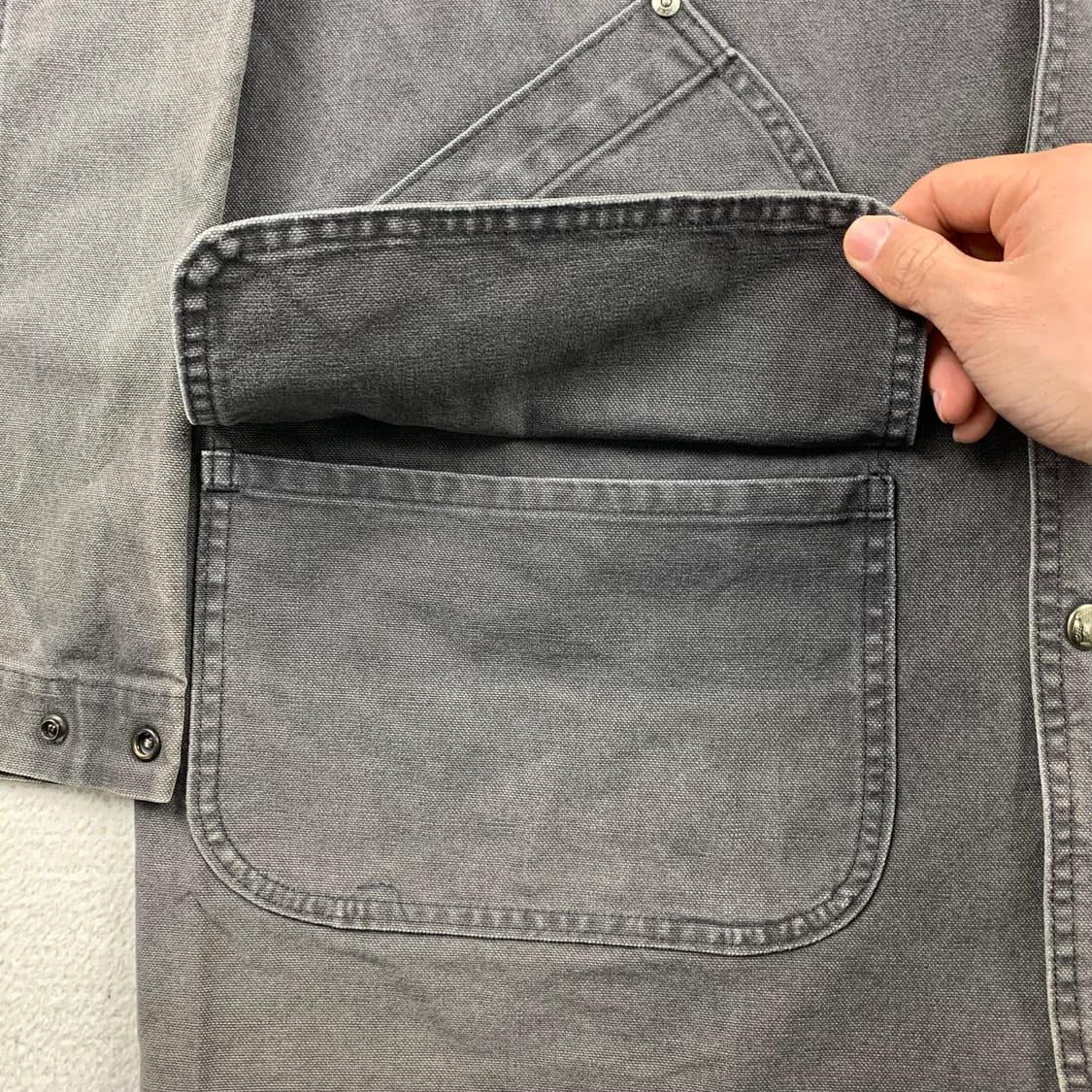 90s 울리치 레더 카라 워크 자켓 차콜 상품이미지5