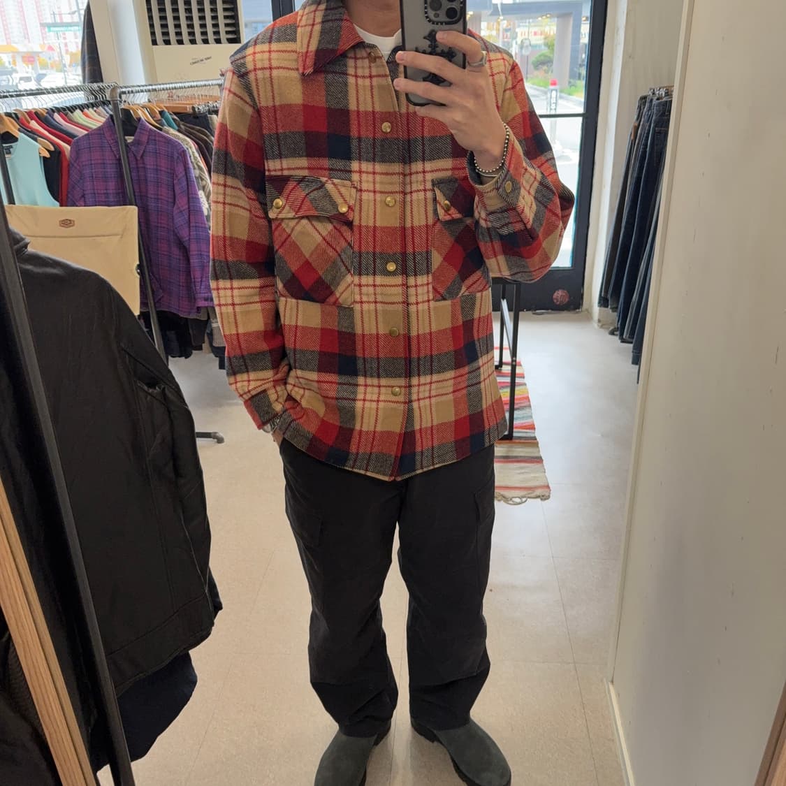 60s 펜들턴 울 체크 셔츠 자켓 상품이미지4