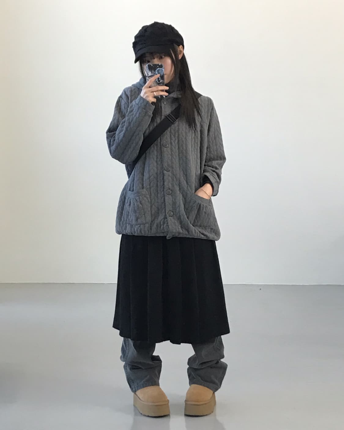 Jpn gray twisted hooded cardigan 상품이미지2