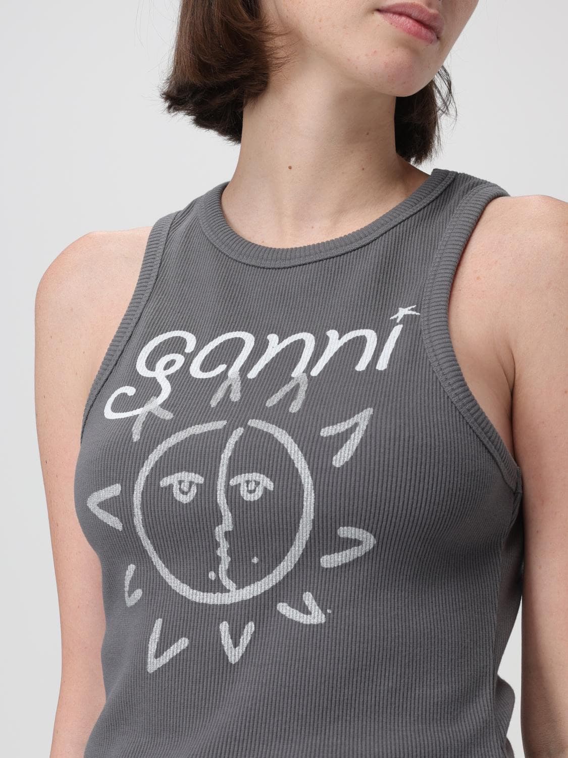GANNI 가니 그래픽 립 썬 탱크탑 볼캐닉 애쉬 상품이미지3