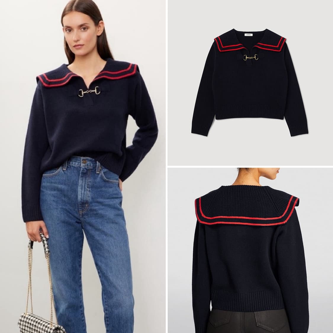 산드로 23 세일러 카라 홀스빗 니트 스웨터 상품이미지2