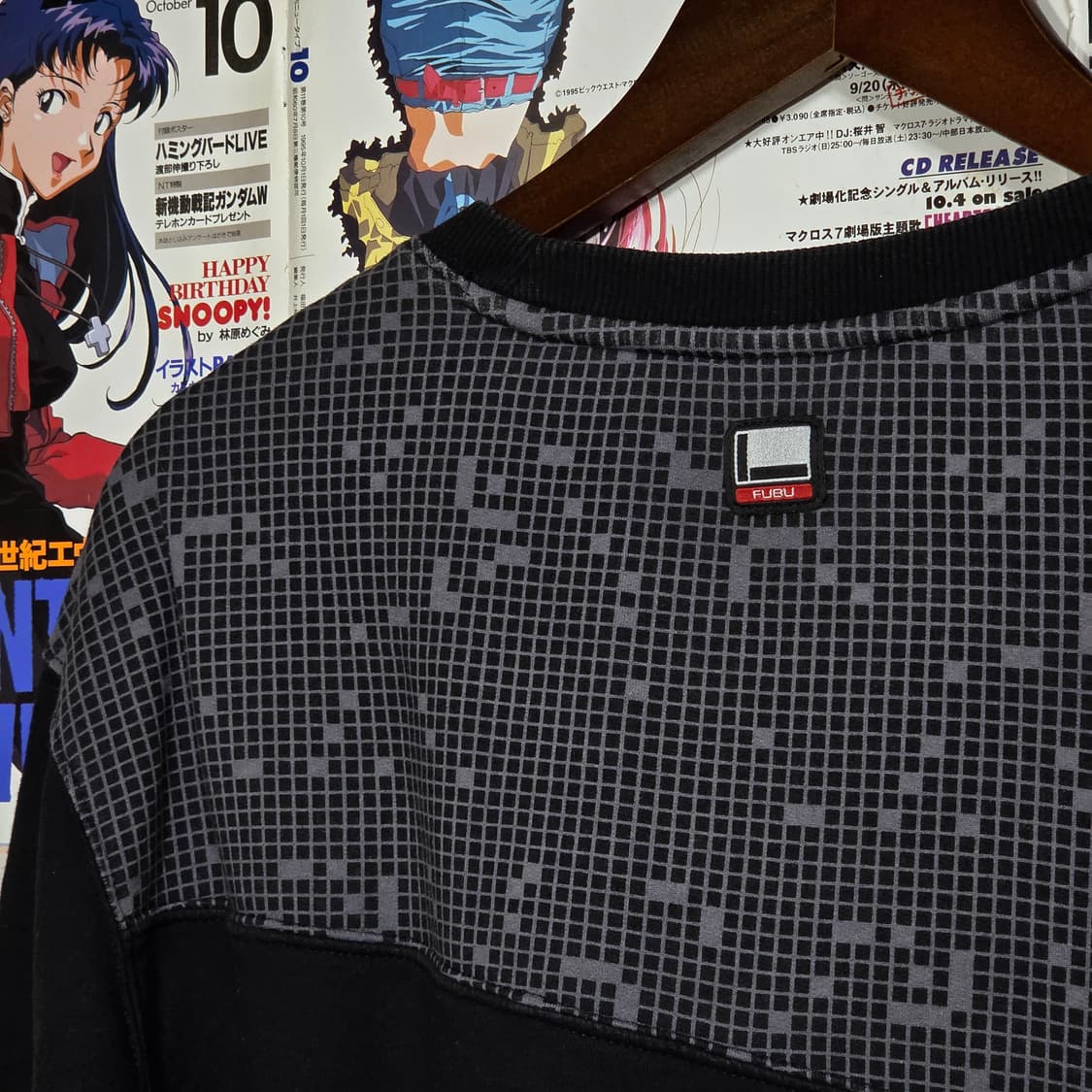 후부 00S 체크 배색 로고 자수 맨투맨  상품이미지6