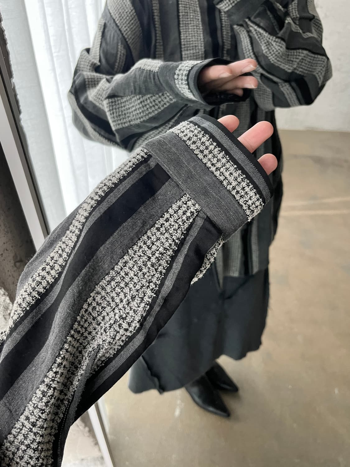 Cesare paciotti 울 트위드 스트라이프 셔츠 상품이미지1