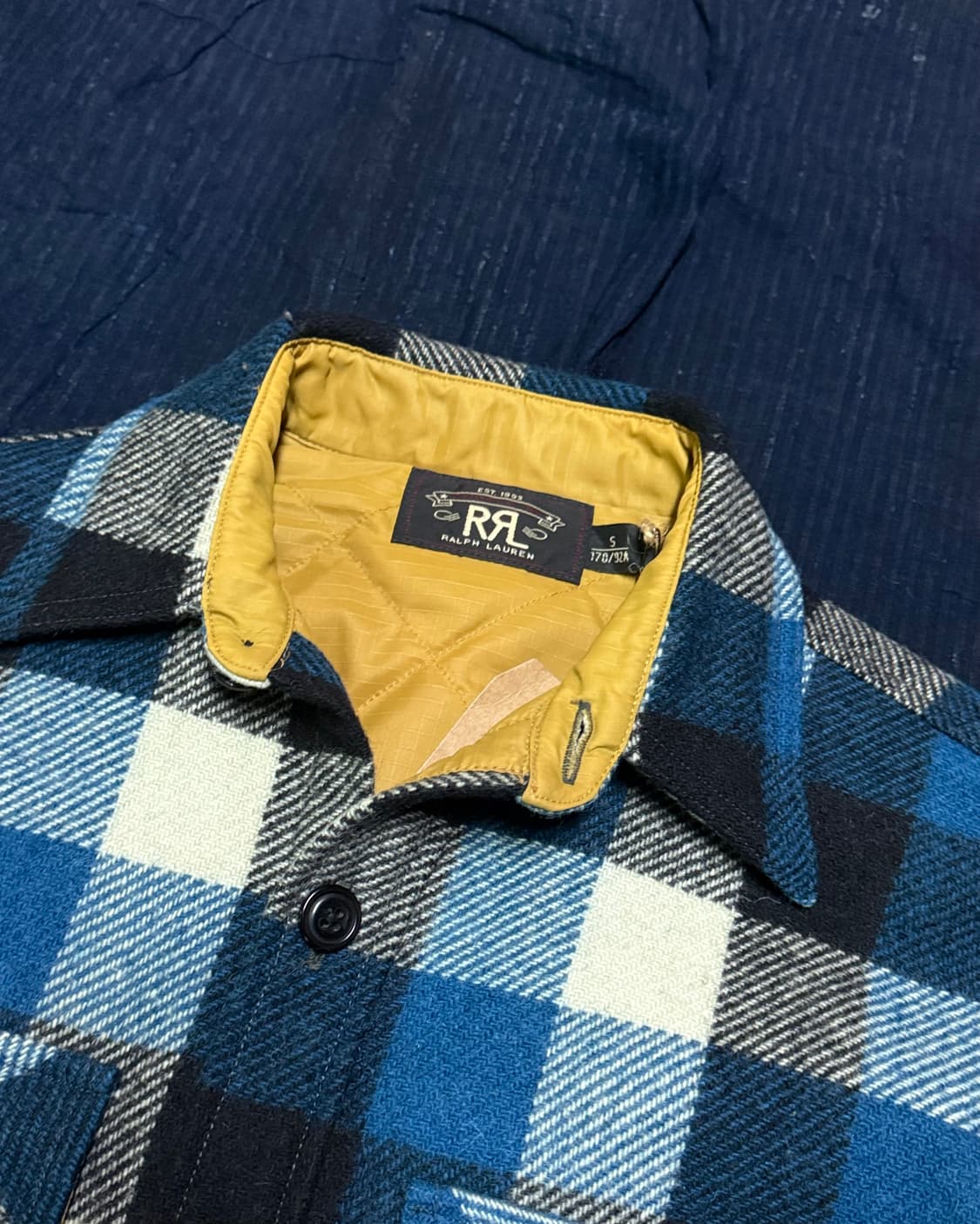 R.R.L 엘보우 패치 퀼티드 라인 울 체크 오버셔츠 자켓 S 상품이미지2