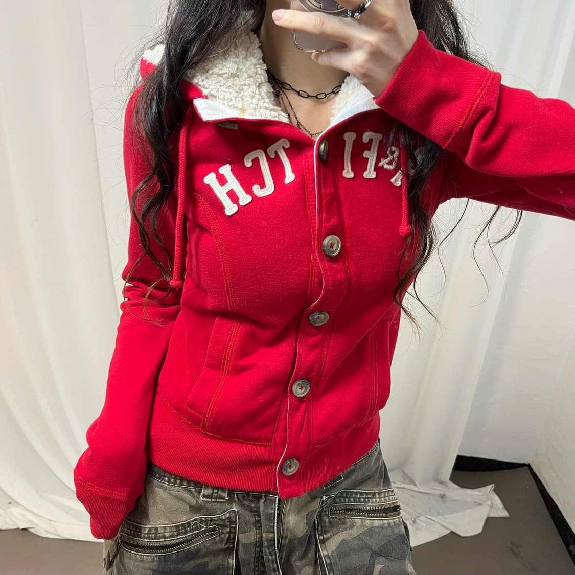 Abercrombie Red Fleece Hood Jacket 상품이미지3