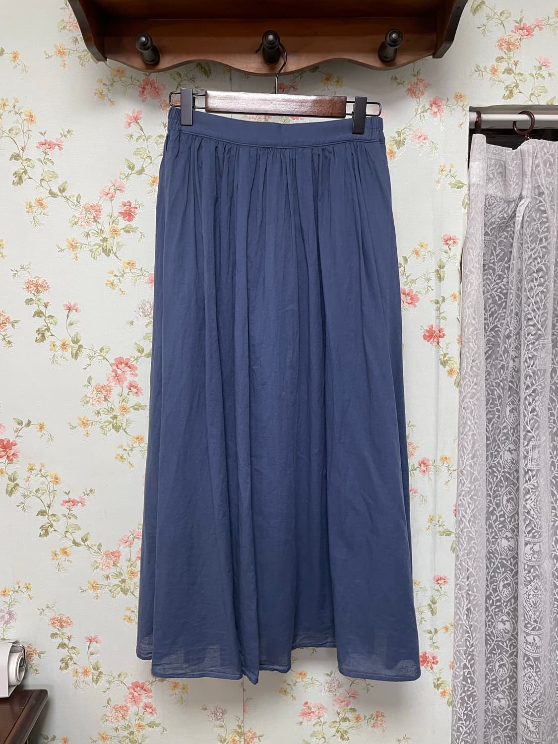 블루 플리츠 롱 스커트 상품이미지1