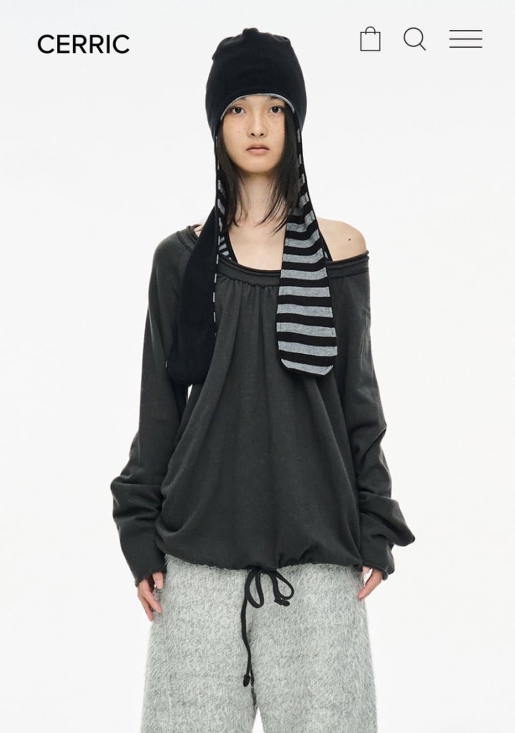 세릭 round hem string top (charcoal) 상품이미지1