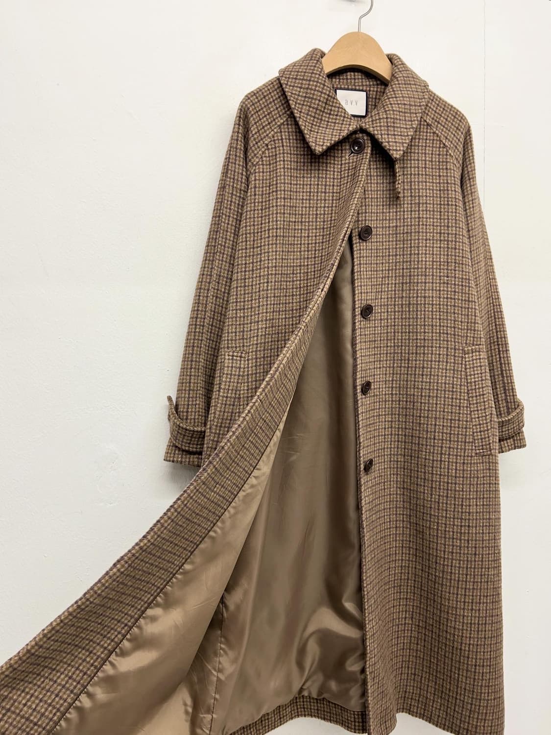 AVV 브라운 캐시미어 체크 롱 코트 상품이미지3
