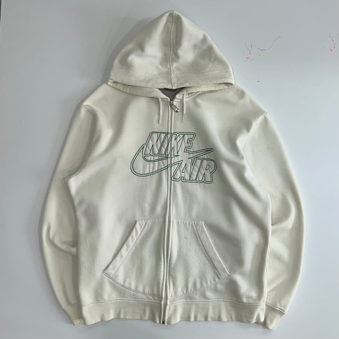 Nike 나이키 그린 스티치로고 아이보리 후드집업 상품이미지3