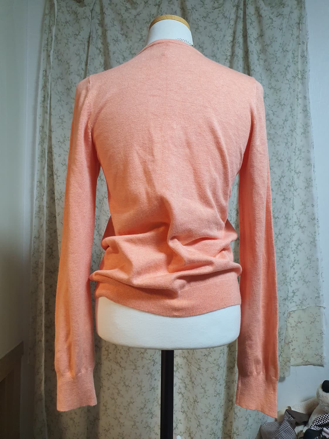 [모리걸] 피치 핑크색 여성 니트 긴팔 티셔츠 상품이미지3