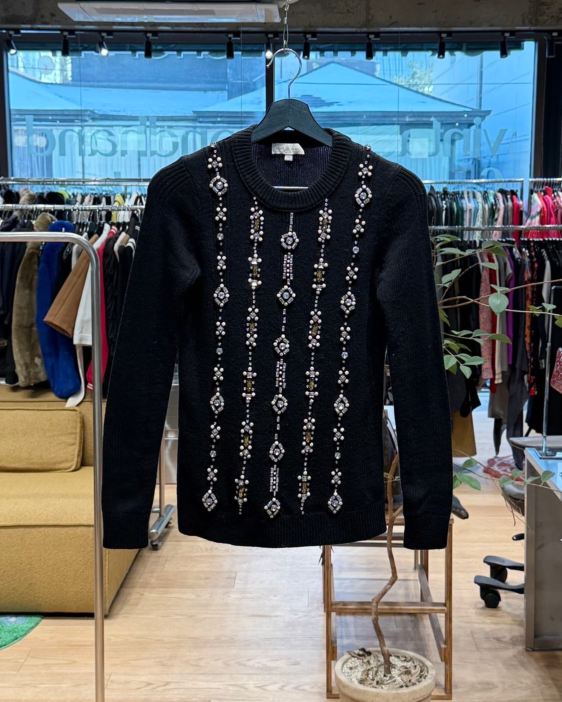 토리버치 블랙 에타 라인스톤 니트  상품이미지1