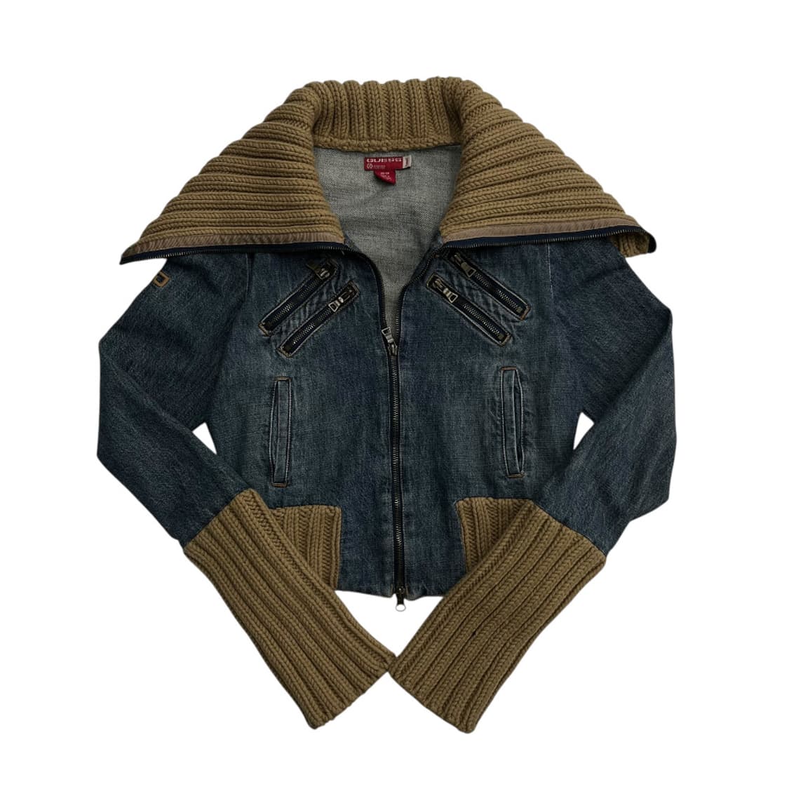 게스 베이지 니트 카라 데님 자켓 XS 상품이미지3