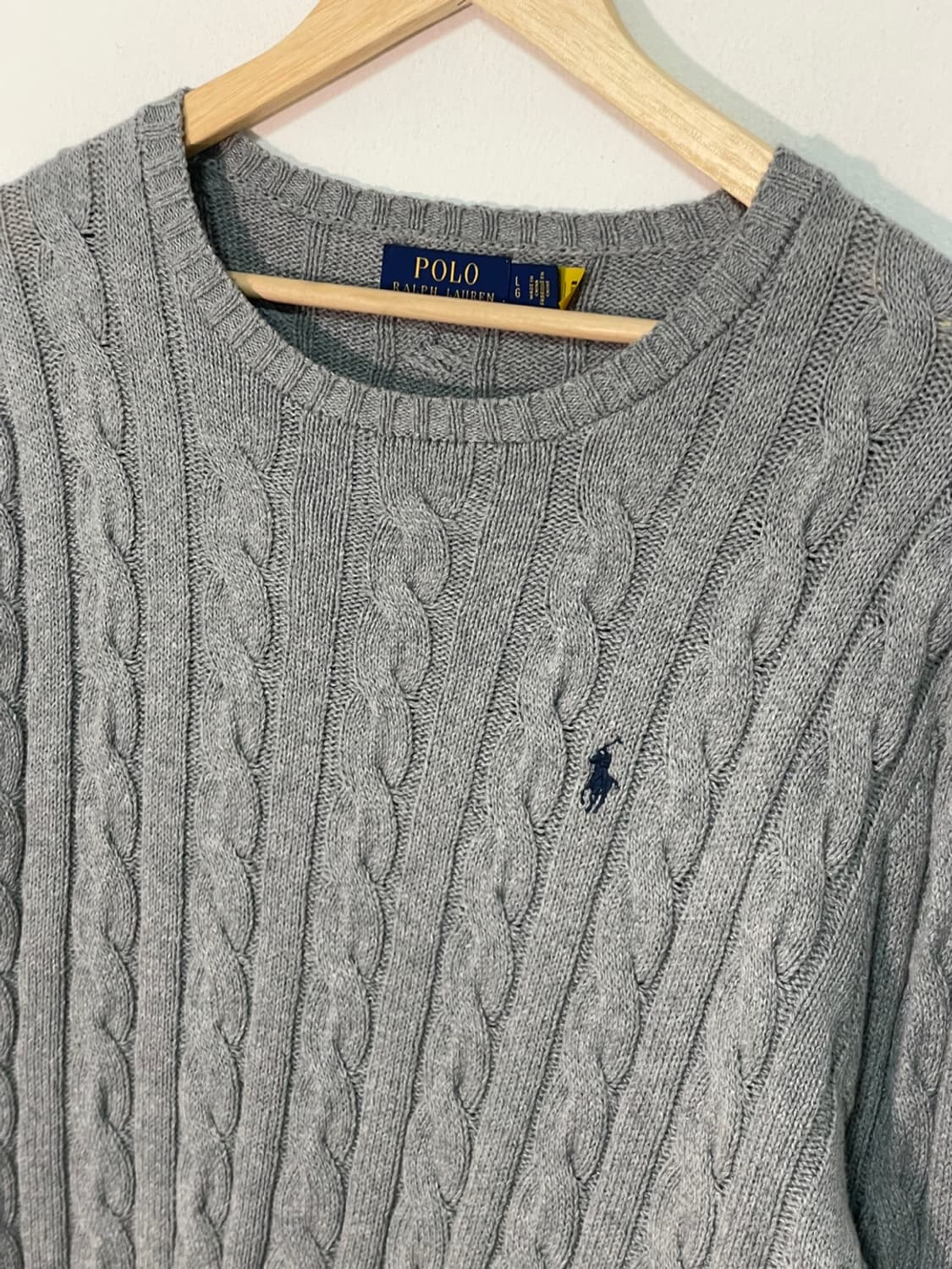 폴로 꽈배기 그레이 포니 니트 상품이미지5