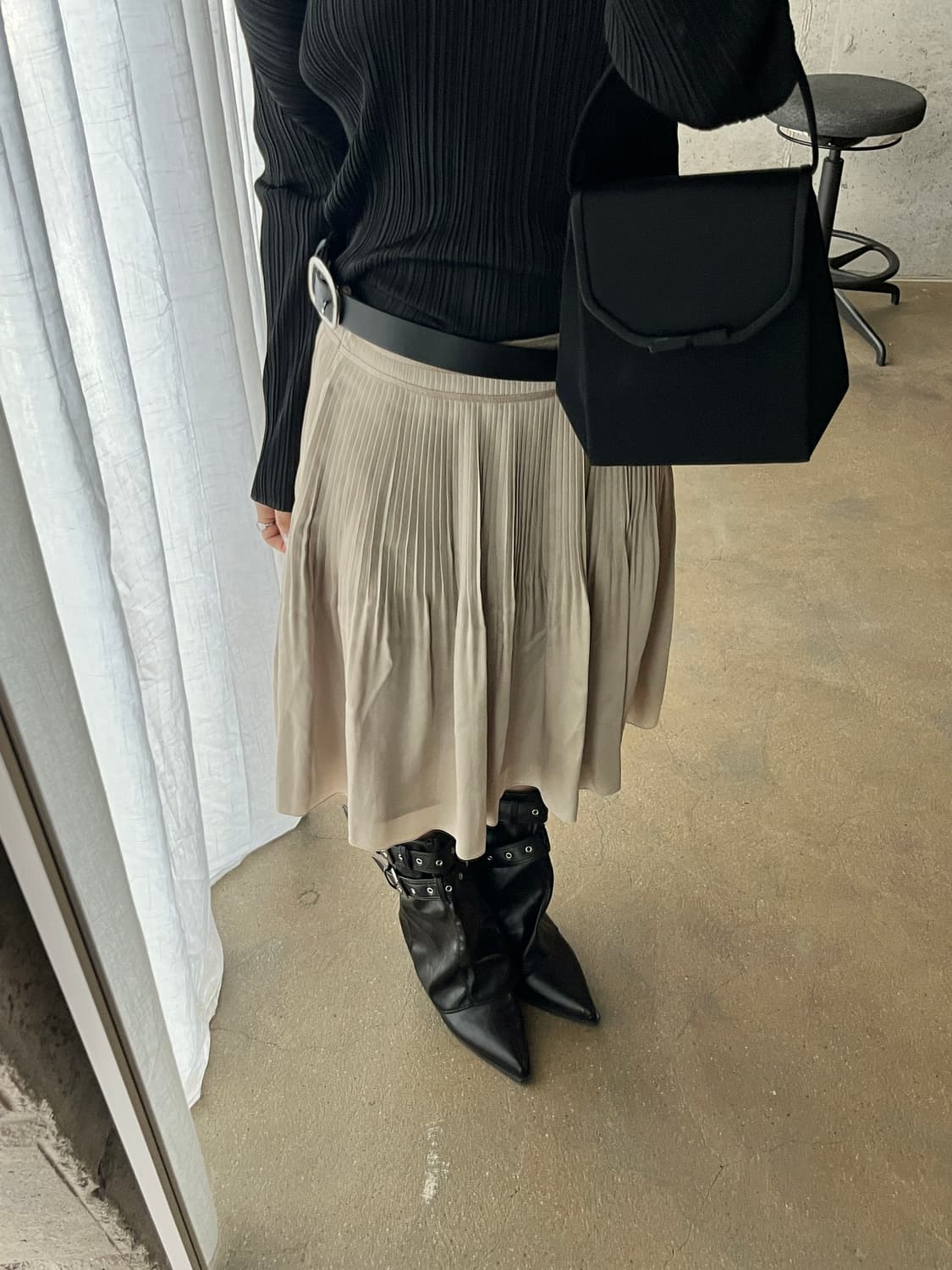 Amaca 플리츠 스커트 베이지 상품이미지5