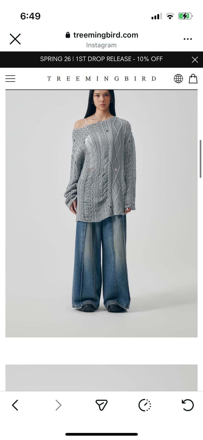 트리밍버드 믹스 데미지 트위스트 니트 (black) 상품이미지2