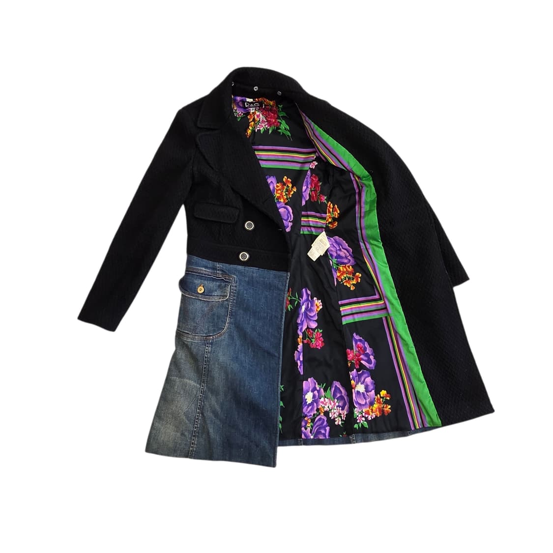 D&G 돌체앤가바나 블랙앤데님 더블 브레스트 울 코트  상품이미지2