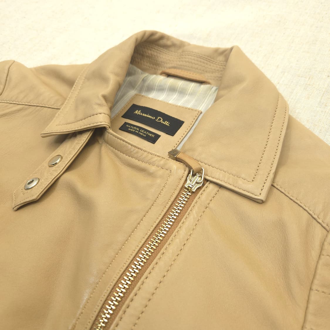마시모두띠 베이지 가죽 라이더 자켓 상품이미지2