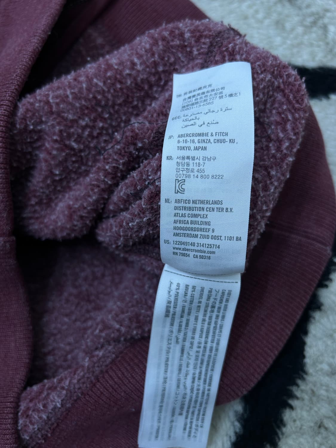 [L]아베크롬비 머슬핏 후드집업/버건디/기모 상품이미지6