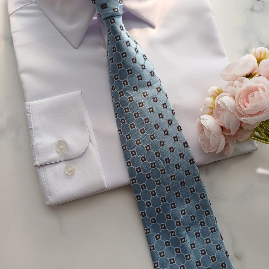 앤드류스타이 실크 스카이블루 자카드 넥타이 9.6cm A등급 A18698 상품이미지5