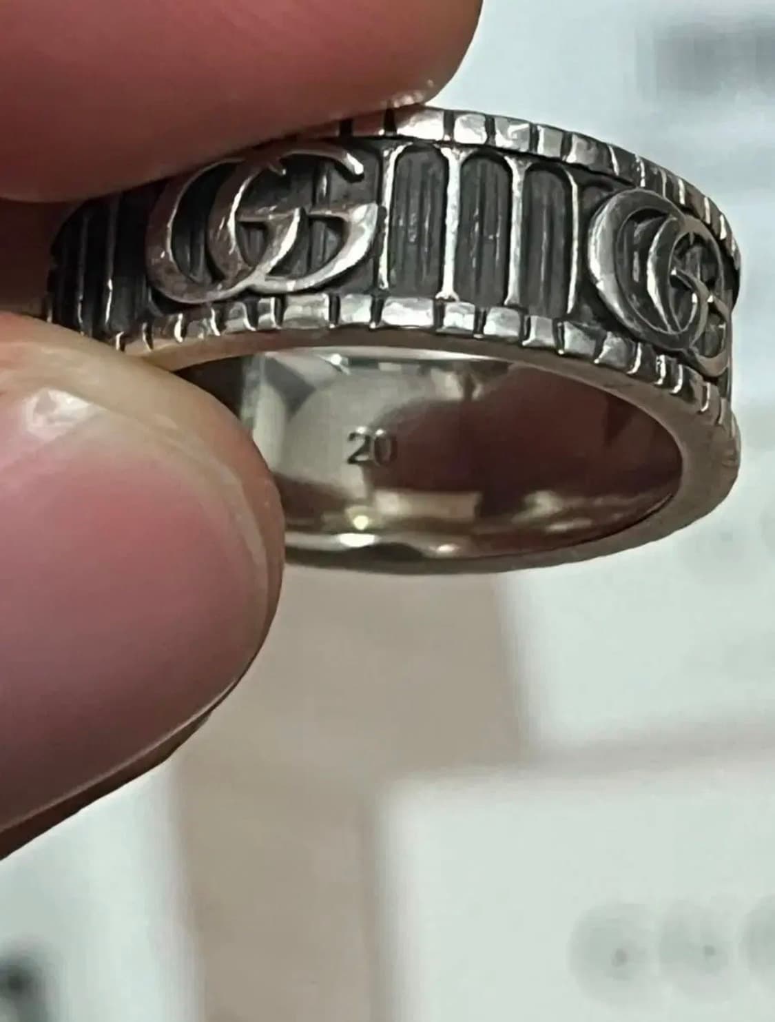 구찌 [GG 마몽] 더블 G 디테일의 실버 반지 20호 상품이미지3