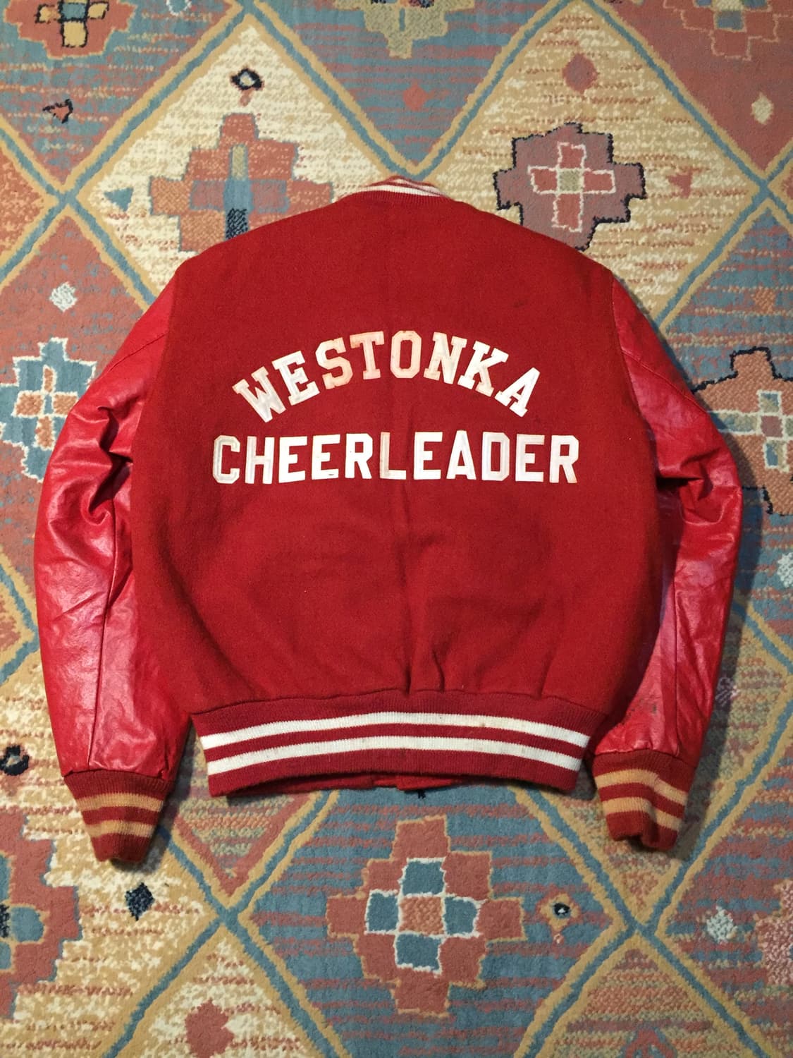 80‘s 레더 울 바시티 자켓 상품이미지1