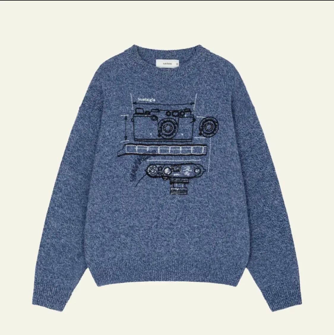 웨이비니스 노스텔지아 카메라 램스울 니트 웨이브 블루2 상품이미지1