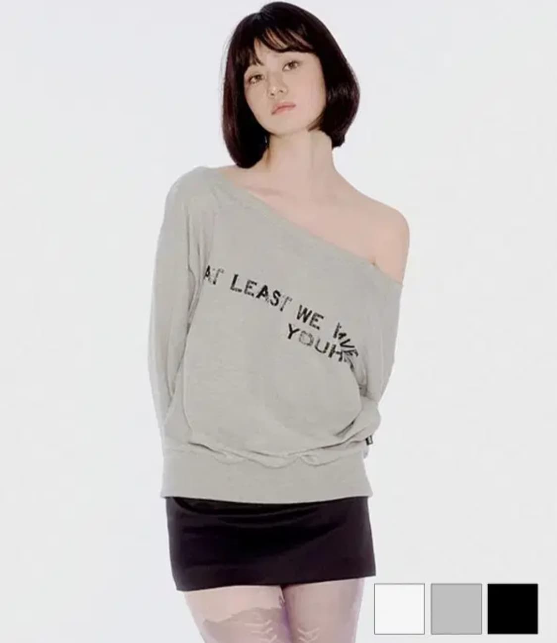 유희 오프숄더 스웻셔츠 멜란지그레이 상품이미지2