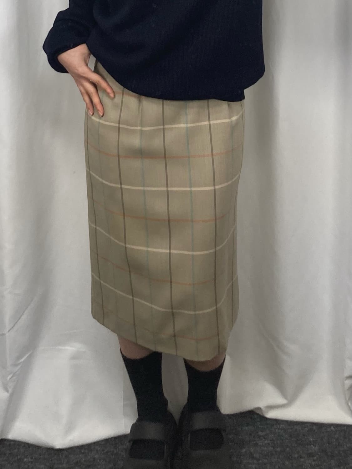 버버리 울 체크 미디 스커트 상품이미지1