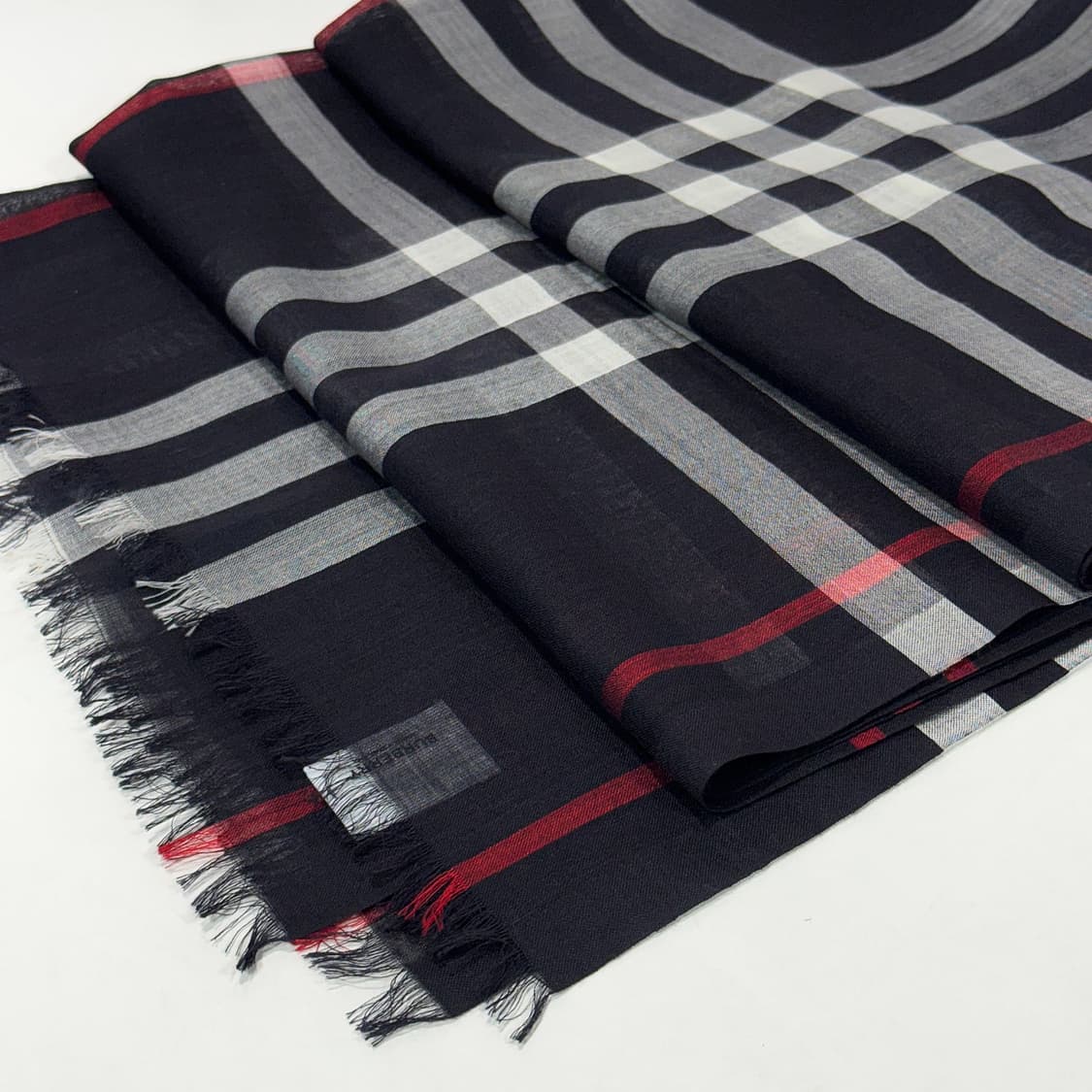 버버리 울 실크 체크 스카프 상품이미지4