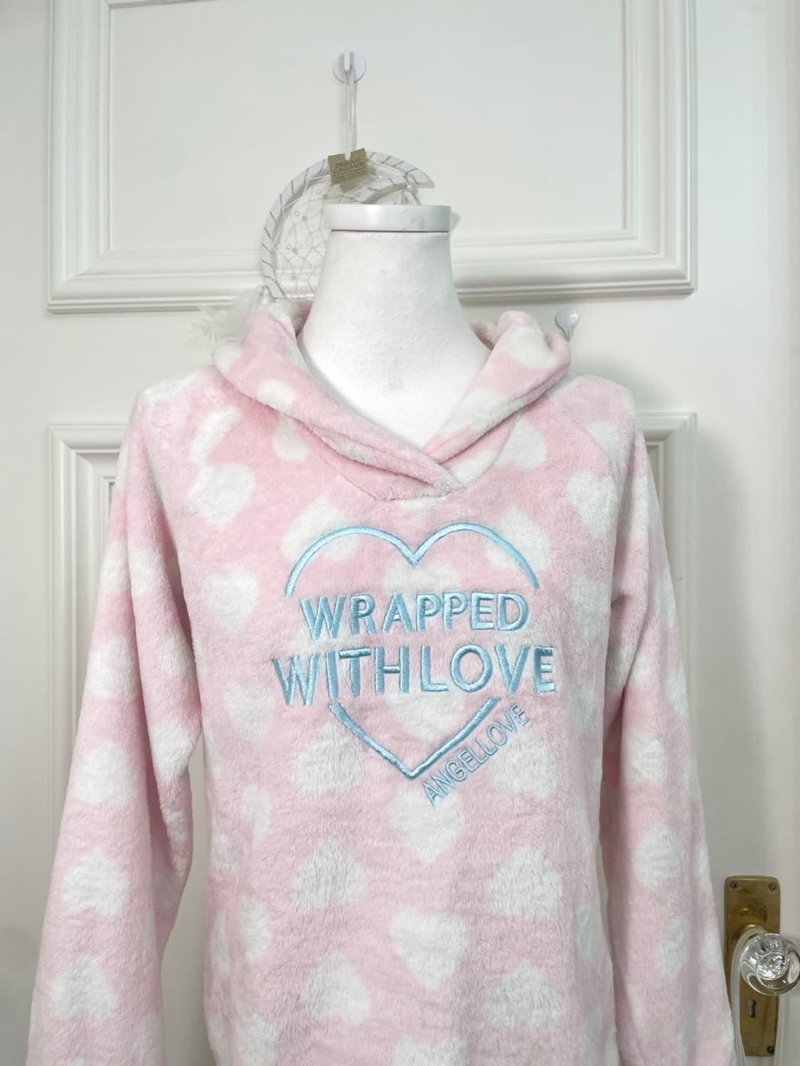 pink white heart  pattern cute homewear 상품이미지5