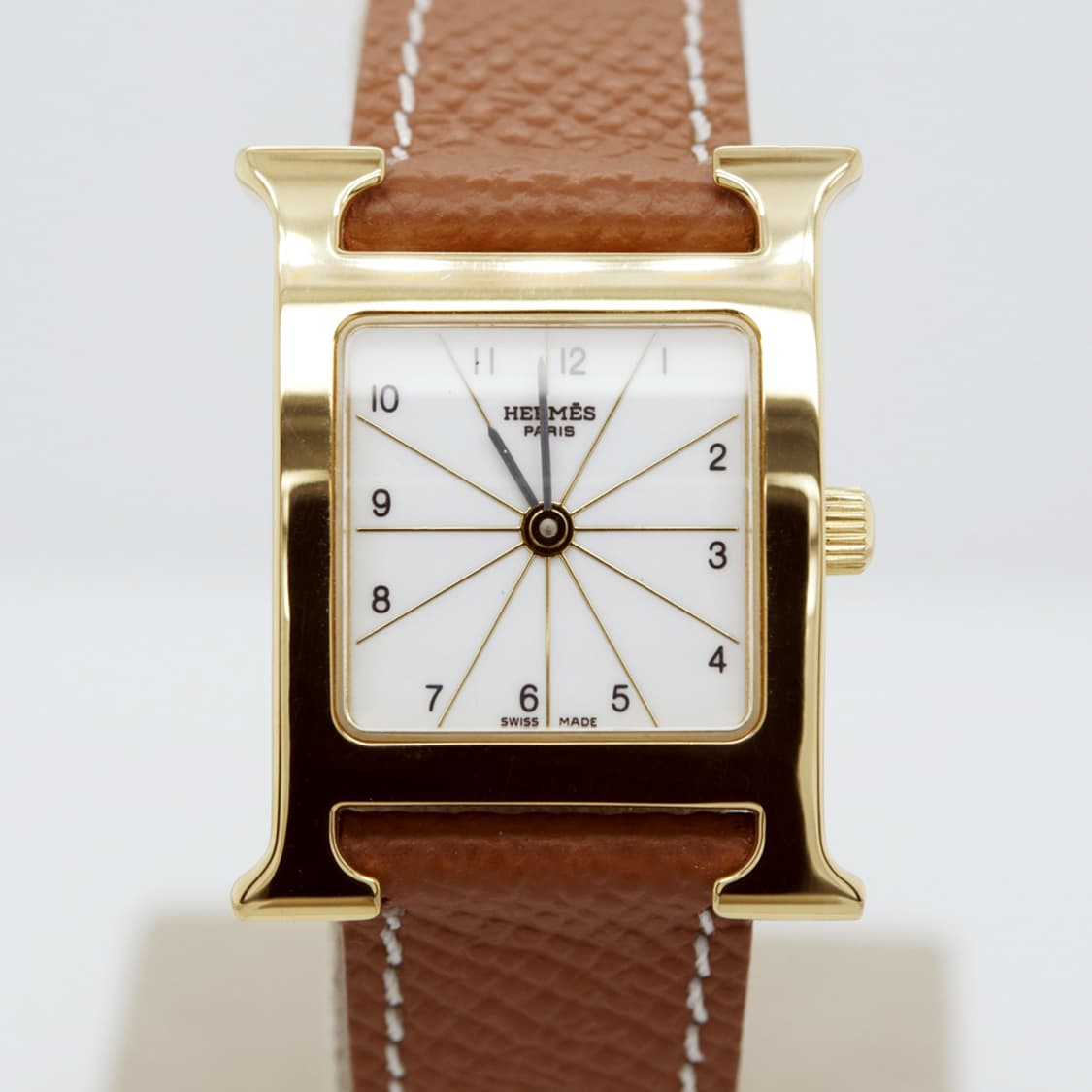 에르메스 H아워 금장 중고명품 손목시계 여성용 PM 사이즈 여성가죽시계 상품이미지1