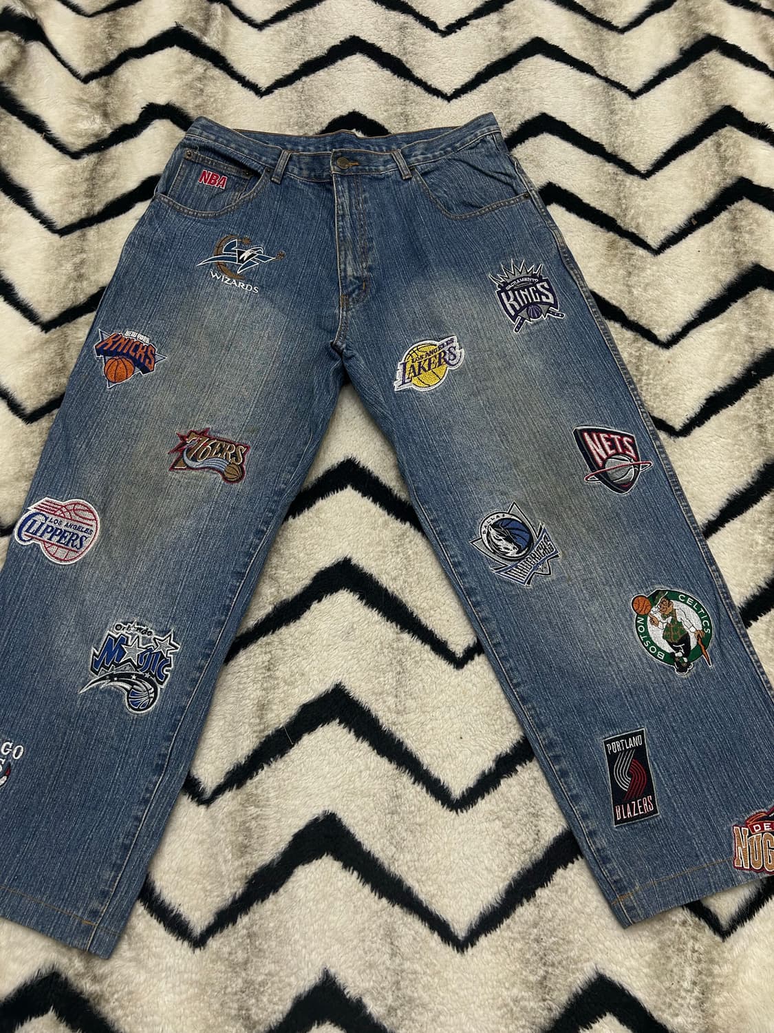 [36]NBA UNK 패치워크 와이드 데님팬츠/기장수선 상품이미지3