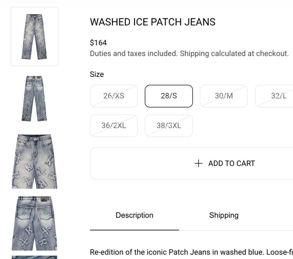 Racer worldwide Washed Ice Patch Jeans S 상품이미지3