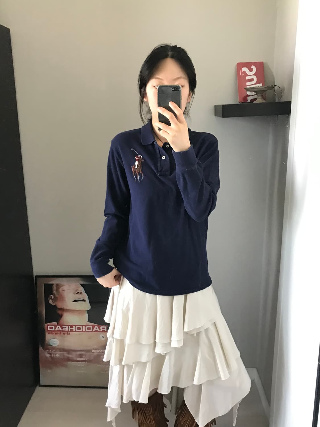 폴로 랄프로렌 빅 포니 로고 네이비 긴팔 카라티 상품이미지3