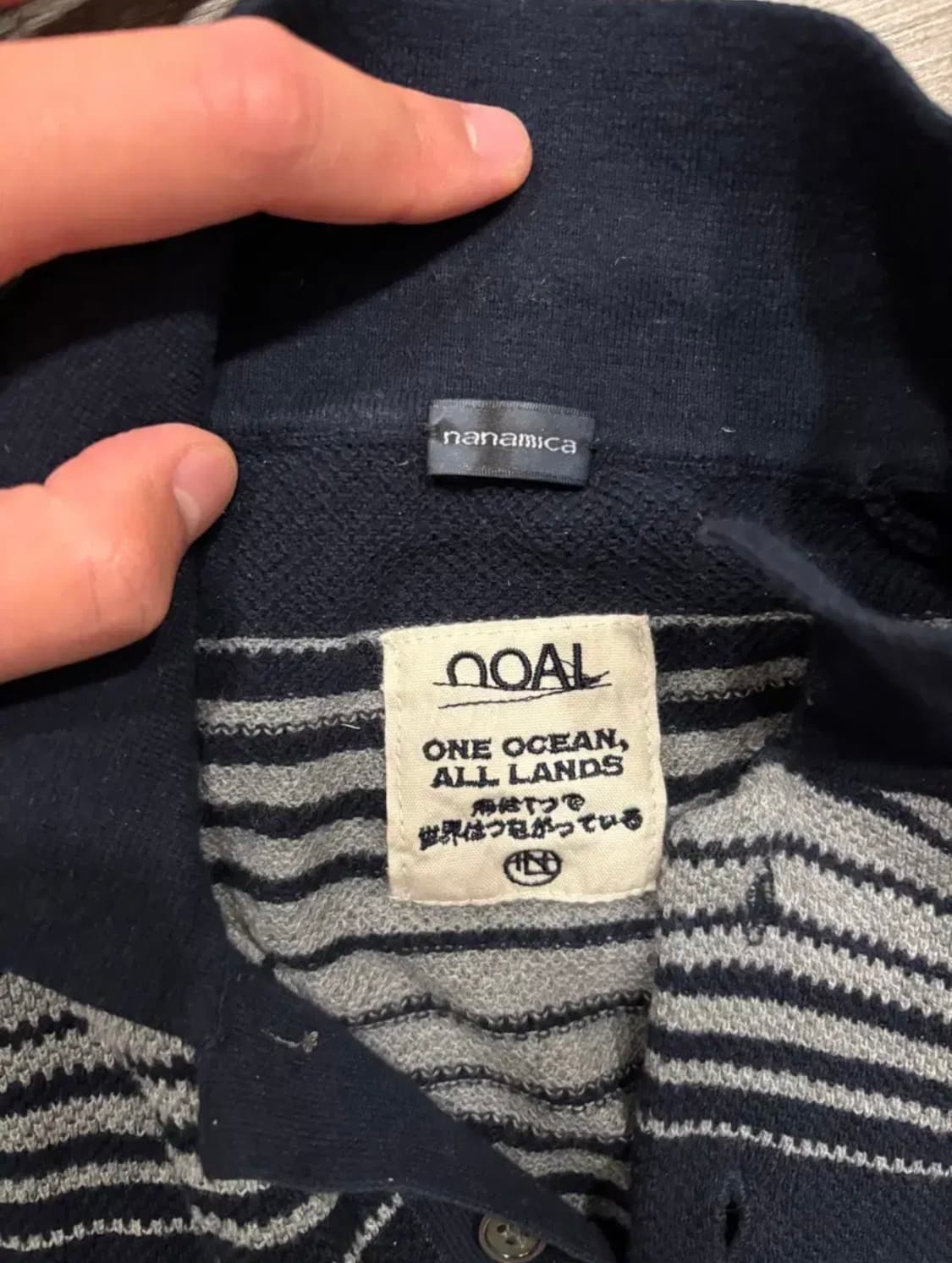 나나미카 스트라이프 폴로 니트 셔츠 네이비 m사이즈 상품이미지3