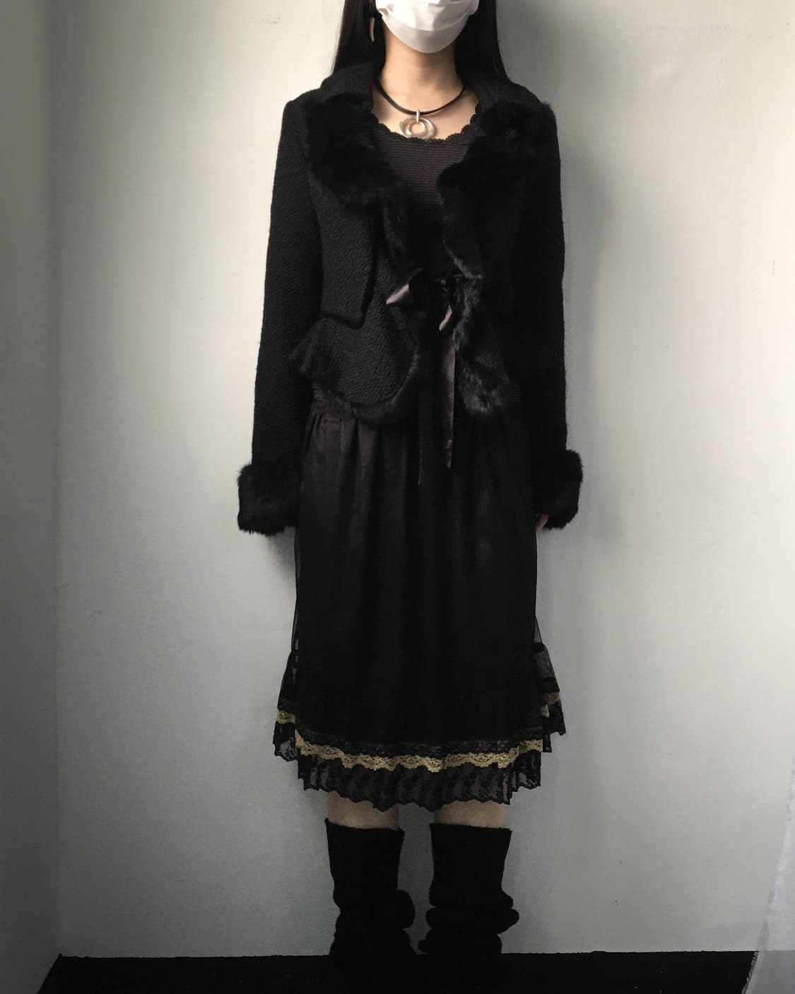 Fur trimming belted jacket 상품이미지1