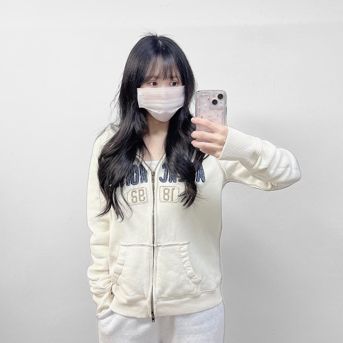 아베크롬비 스펠 로고 후드집업 아이보리 상품이미지1