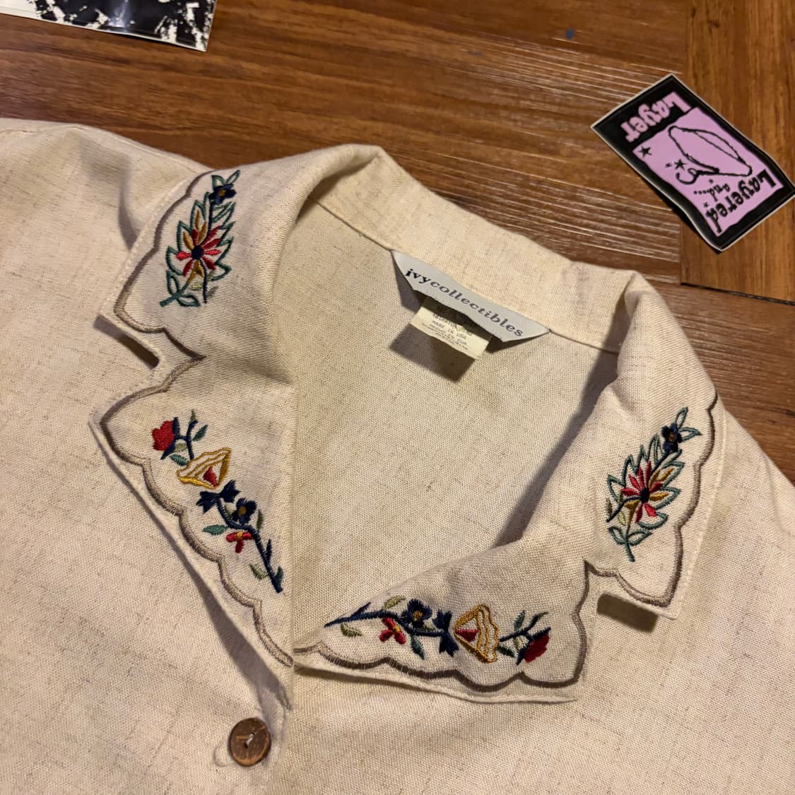 LINEN FRENCH FLOWER EMBROIDERY SHIRT 상품이미지2