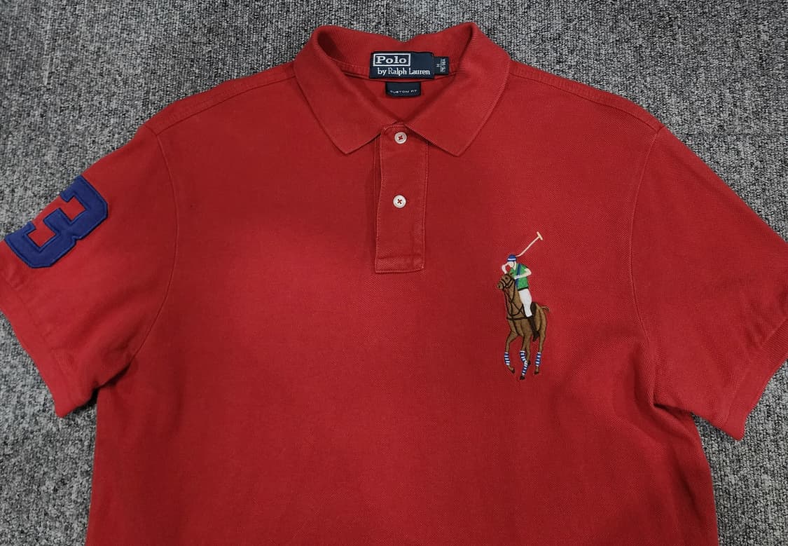 폴로 랄프로렌 빈티지 빅 멀티포니 커스텀핏 카라 반팔티 pk 반팔티 M 상품이미지3