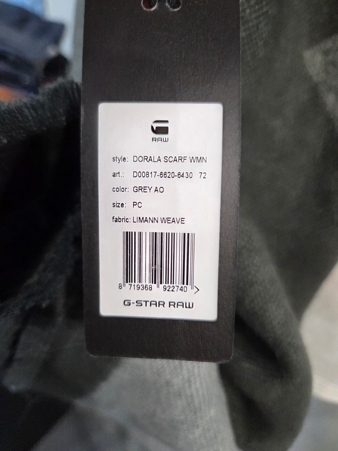 (하자 특별할인)G-STAR기하학 패턴 머플러 회색/검정 상품이미지7