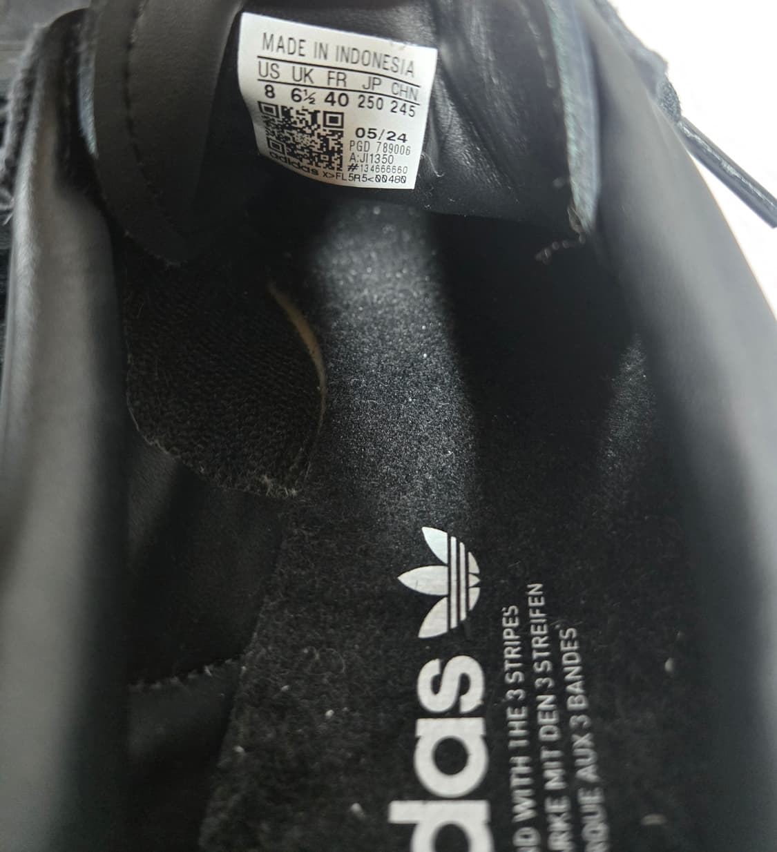 아디다스 삼바 블랙 흰색 줄무늬 250 상품이미지5