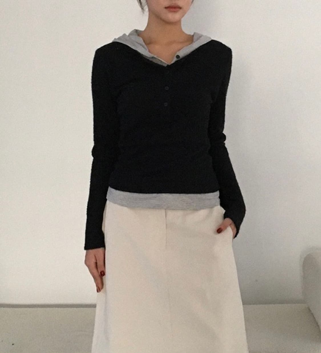 베르크서울 레이어드 스트라이프 후드티 상품이미지2