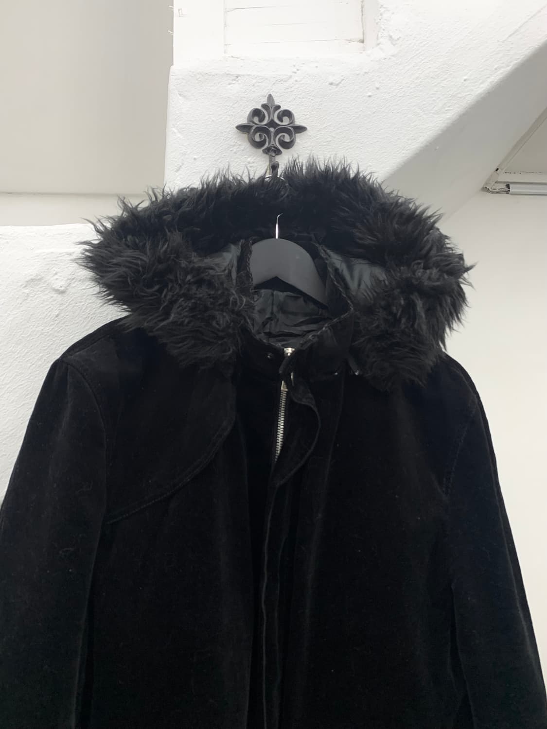 Comme ca ism fur hood velour jacket   상품이미지5
