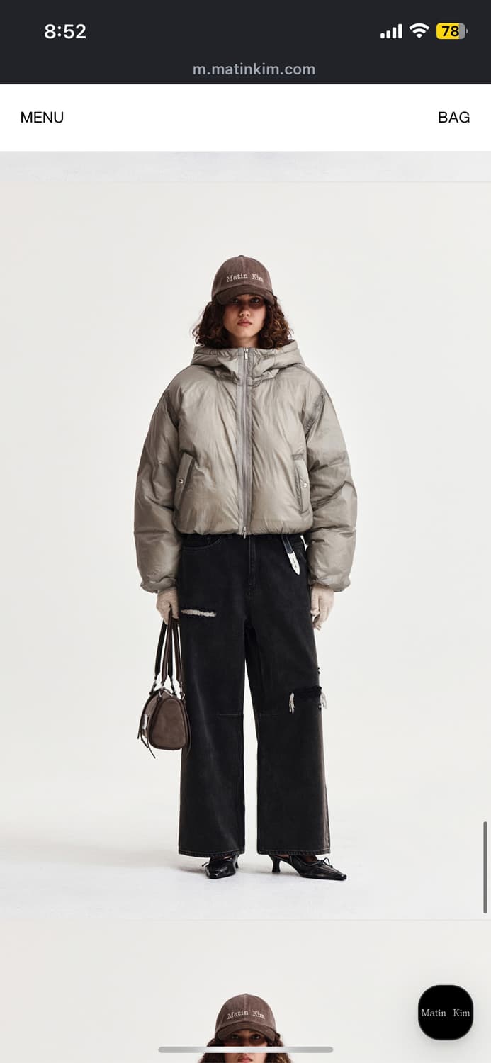 마뗑킴 패딩 백 로고 후디 숏다운 베이지 S 새상품 상품이미지5