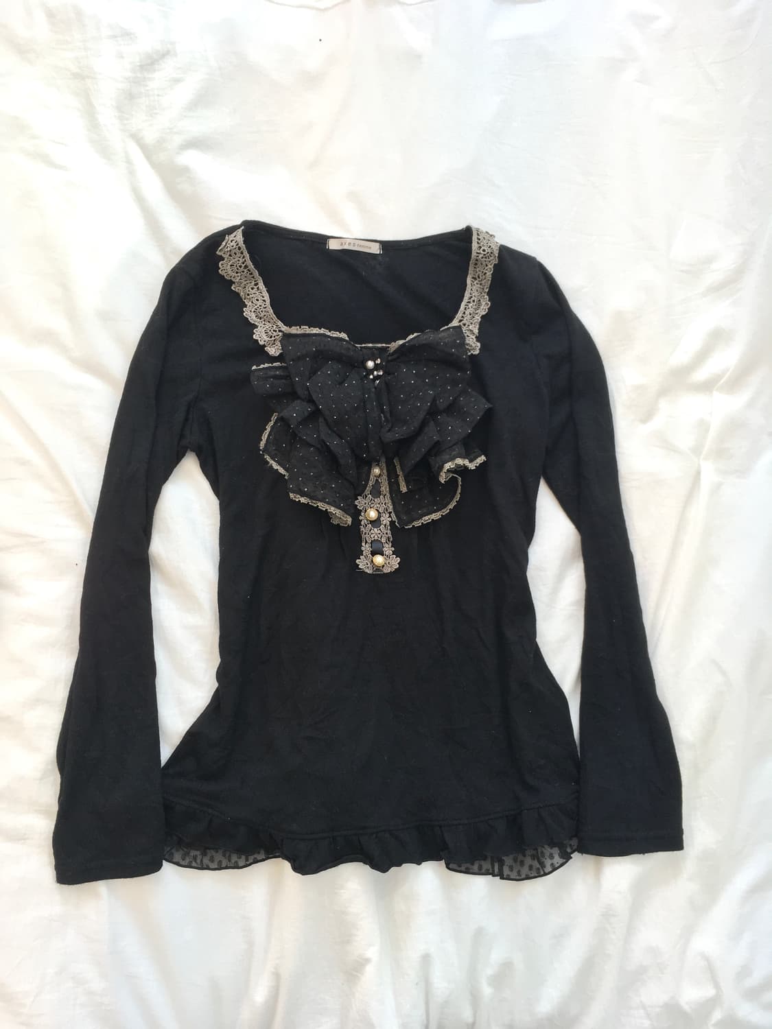 axes femme 액시즈팜 리본 프릴 티셔츠 상품이미지1