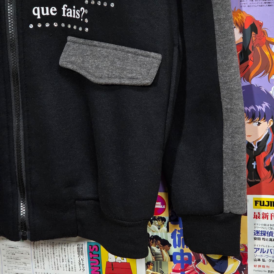 JPN 펑크 키치 큐빅 기모 반하이넥 후드 집업 상품이미지4