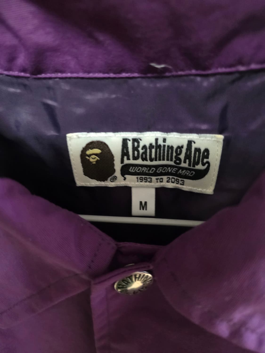 [매우큰 M]베이프 릴렉스드핏 제네럴사루 코치자켓 퍼플 상품이미지3