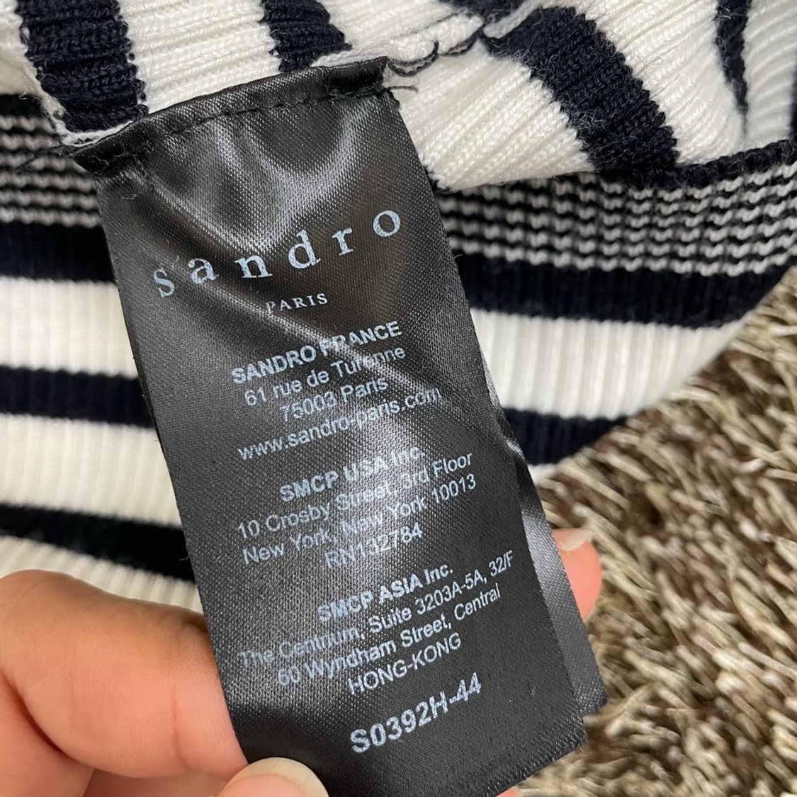 산드로 Sandro 스트라이프 골지 터틀넥 니트 1 상품이미지4