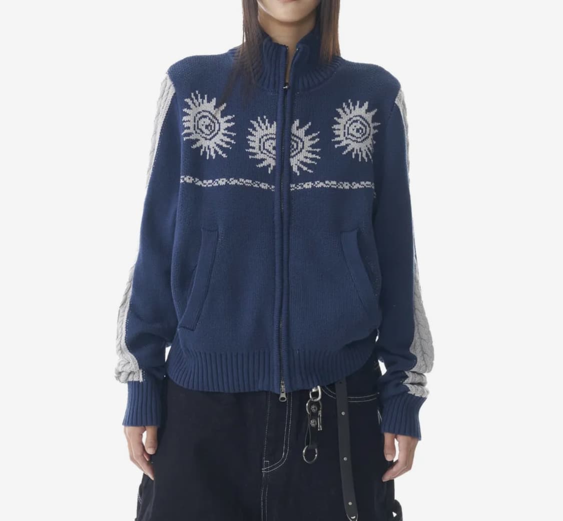 아캄 니트 집업 스웨터 Sun Jacquard Zip-Up Sweater 상품이미지2